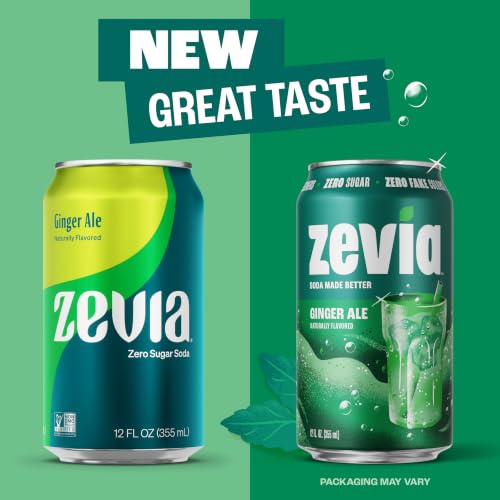 Image of Zevia Zero Sugar Soda, Ginger Ale, 12 oz Cans (24-Pack) - Naturally Sweetened, Non-GMO Project Verified, Gluten-Free, Vegan