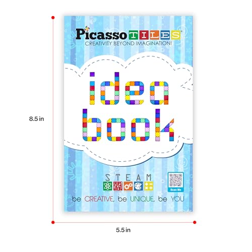 PicassoTiles Magnetic Tile Building Idea Book 230 Pages Illustrated Design Guide with 300 Creative Builds for Kids STEM Learning Creativity and Brain Development Educational Toy Ages 3 Plus PTIDEABOOK - Thumbnail 3