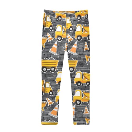 ALAZA Girls' Leggings Children's Yoga Pants Skinny Printed Dance Cute Truck Comfortable 4T