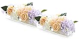 GKOKG 2 Pieces Acrylic Flower Vase Rectangular, Clear Rectangular Floral Centerpiece for Dining Tabl