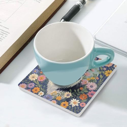 Dessous de verre moderne pour table basse avec motif Border Collie