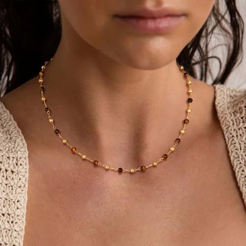 VACRONA Dainty Beads Choker Necklace for Women 14K Gold Plated Small Beads Link Simple Chain Summer Boho Jewelry for Women Trendy2
