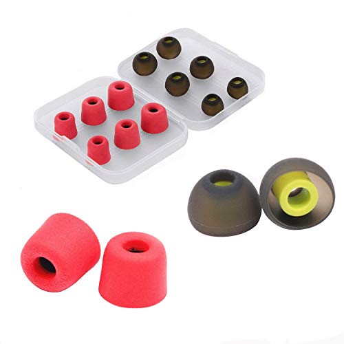 12 Pieces Memory Foam + Silicone Ear Pads Replacement S/M/L Size Comfortable Noise Isolating Headphone Accessories Kit Earbuds Ear Tips (Red)