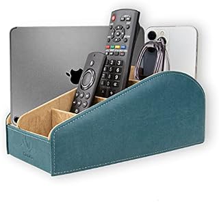 Homeze Leather Remote Control Holder and Caddy Organizer Stand for TV Remote and Table Top