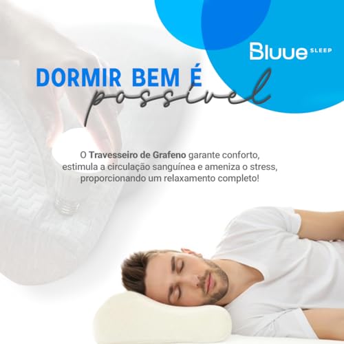 Travesseiro Cervical Ortopédico - BLUUE SLEEP - Com Tecnologia de Grafeno Para Alívio de Dores nas C