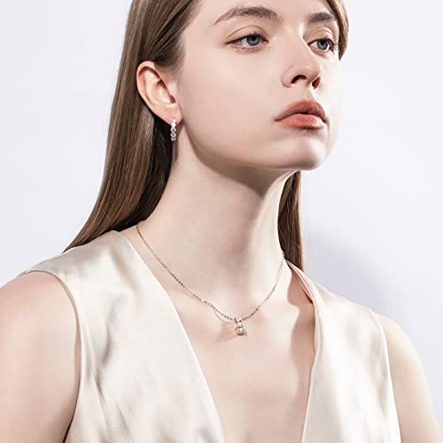 Anuclub 2Ct Pear Cut Moissanite Pendant Necklace For Women, D Color Lab Create Diamond 18K Gold Plated Silver Necklace With Certificate #TOP4