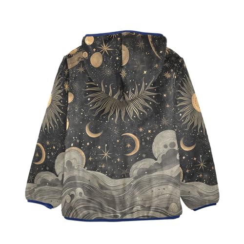Boys Girls Fleece Jacket Vintage Sun Moon and Stars Kids Warm Hooded Outwear Coat2