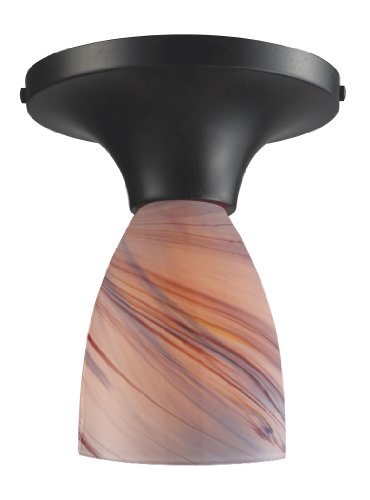 Elk 10152/1DR-CR Celina 1-Light Semi-Flush in Dark Rust with Creme Glass