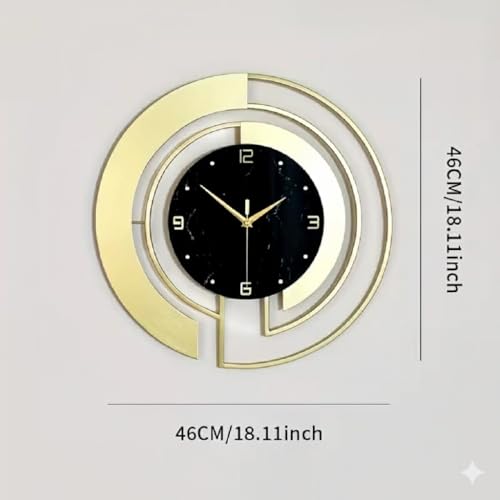Image of European Style Luxury Living Room Analog Clock 3D Diamonds Non-Ticking Silent Creative Personality Metal Large Quartz Art Wall Decorative (Multi) (BL Marble Gold Clock)