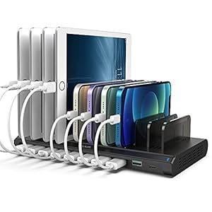 Alxum 120W USB Multi Mobile Ladestation mit QC 3.0 Schnellladung & Typ C-Handy-Ladestation mit 10 Anschlüssen und…