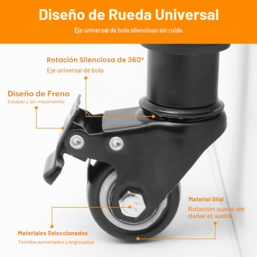 Patas para muebles ajustables con ruedas para nivelar mesas en suelos irregulares 6