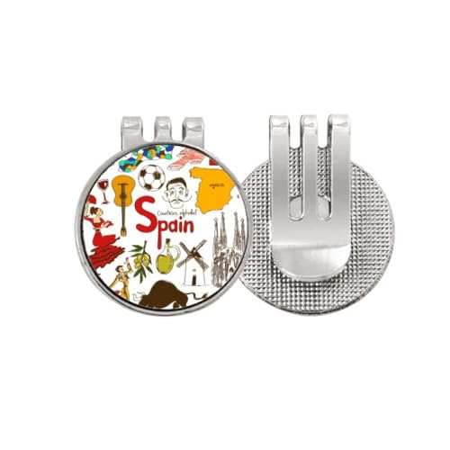 Marqueur de balle de golf Espagne avec pince aimantée idée cadeau golfeur