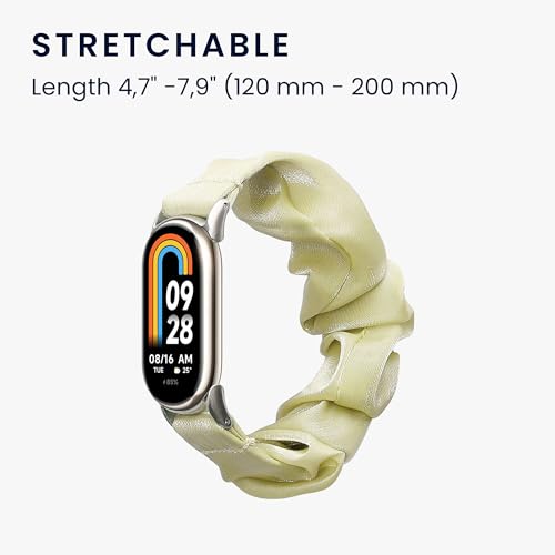 kwmobile Ersatz Armband kompatibel mit Xiaomi Mi Band 10 / Mi Band 9/8 - Smartwatch Scrunchie Haargummi Design Gelb - Innenma&szlig;e 14-19 cm