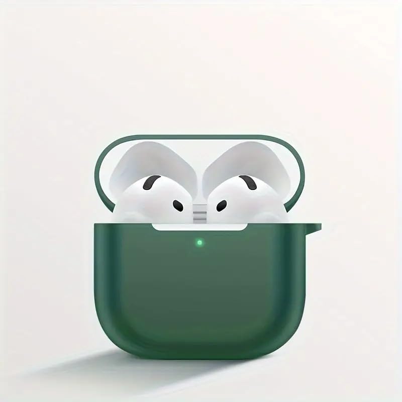 Image of Airpods 4 Cover Silicone Case (2024) Active Noise Cancellation (ANC) with Keychain Protective Case (Green)
