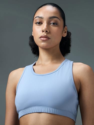 Image of TECHNOSPORT Women's Solid Slim Fit Scoop Neck Sports Bra ELASTOPLUS 4-Way Stretch Sleeveless Polyester Quick Dry UPF50+ for Gym Yoga Running