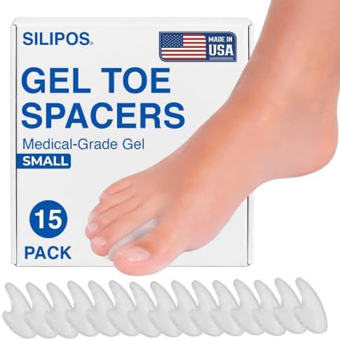 Silipos Gel Toe Separators for Bunions & Foot Relief - 15 Pack - Reusable
