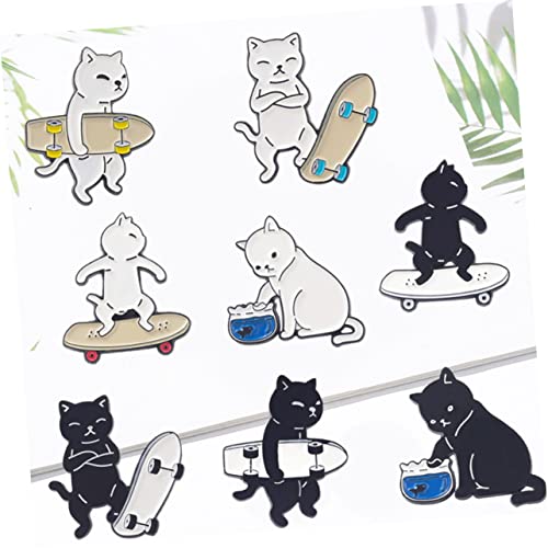 Coheali 8Pcs Backpacks Black And White Cat Brooch Women's Backpack Brooches For Women Fashion Jewelry For Women Cute Animal Cute Enamel Enamel Collar Pin Brooches Jewelry Wild #TOP2