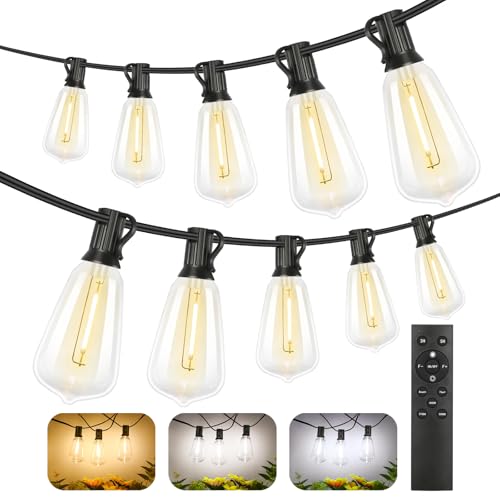 Brightever 200FT Outdoor String Lights with Remote, 2700K/4000K/5000K Selectable LED