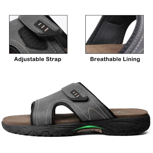 MIXIN Mens Slide Sandals Casual Slip On Beach Sandals with Adjustable Strap for Summer2