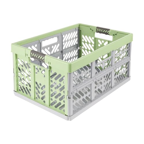 keeeper ben 4x Stabile Profi-Klappboxen mit Soft-Touch Griffen, 45 l, Eco Grass Green
