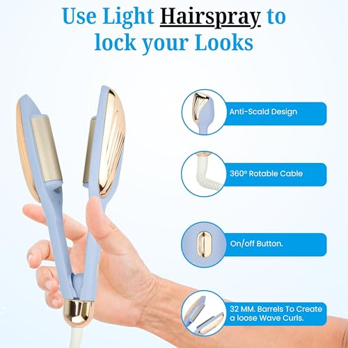 Image of Hair Curler Machine for Women | Automatic Hair Curler with 3 Temperature Settings | Curling Iron for Easy Beach Waves & Curls | Ceramic Coating Hair Styling Tool | Anti-Scald Curler Machine with 360 Swivel Cord