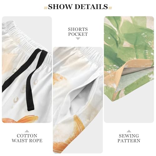 Goldfish Aquatic Plants Beige Pajama Shorts for Men Lounge Pants Sleeping Shorts Soft Sleep Pants with Pockets, S-XXL4