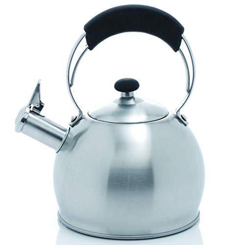 Creative Home 2.6 Qt Heavy-Duty Stainless Steel Whistling Tea Kettle, Durable Heat‑Efficient Water Boiler with Steam Whistle and Heat-Resistant Handle, Induction‑Safe Kitchen Pot and Stylish Gift