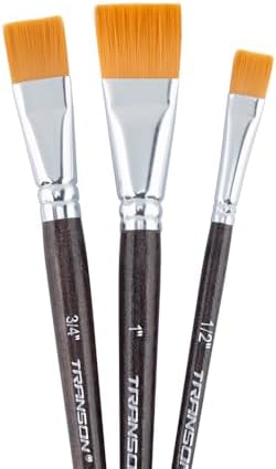 Flat Paint Brush Set 3-Pack – Acrylic Watercolor Oil Body view 7