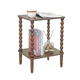Fultyle Side Table, Small End Table with Storage Shelf, 2-Tier Small Coffee Tables Living Room for Bedroom, Narrow Spaces (Rustic Brown)