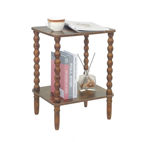 Fultyle Side Table, Small End Table with Storage Shelf, 2-Tier