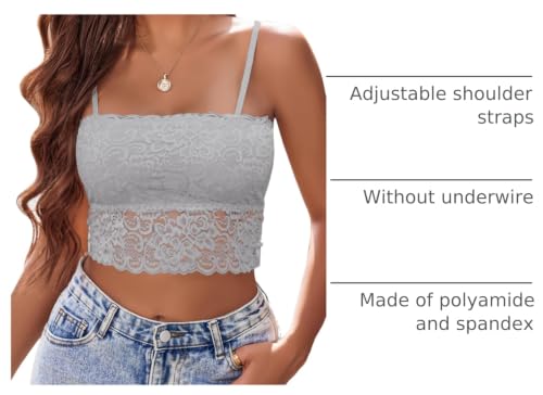Image of Avidlove Bralettes for Women Lace Spaghetti Strap Tank Top Tube Slim Basic Camisole
