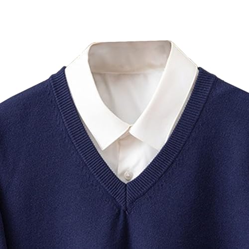 Men V Neck Dress Knit Sweater Long Sleeve Casual Slim Fit Pullover Sweater Fashionable Knitted Tops2