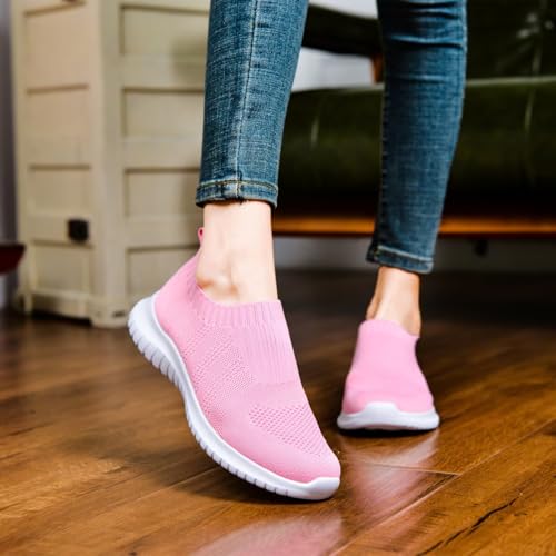 Image of konhill Womens Slip On Sneakers Lightweight Knit Walking Shoes