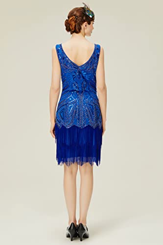 Image of BABEYOND Women's Flapper Dresses 1920s V Neck Beaded Fringed Great Gatsby Dress