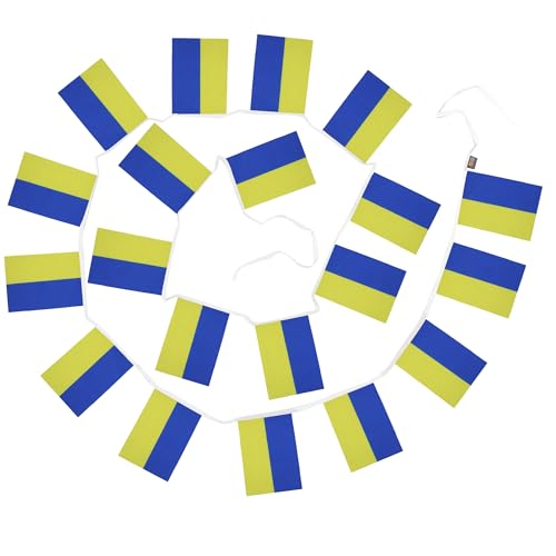 Image of AZ FLAG Ukraine 6 meters BUNTING Flag 20 flags 9'' x 6'' - Ukrainian STRING flags 15 x 21 cm