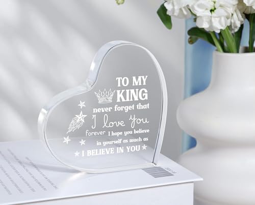 Image of Gifzy Gifts for Boyfriend, Valentines Day Gifts, Anniversary I Love You Gift for Him Boyfriend, Men's Heart Shaped Acrylic Block -Fathers Day Birthday Gift for Him Boy friend Husband