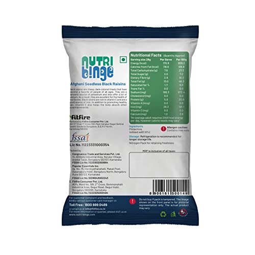 Image of NUTRI BINGE Pistachios (Pista 100 Grams) - Pack of 3, Premium California Roasted and Salted Pista Dry Fruits, Fresh Nutrient Rich Vegan Healthy Snacks