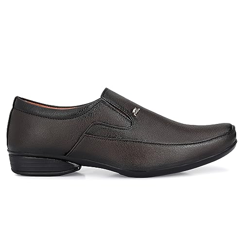 Image of Boldstar Synthetic Leather Black Formal Shoes Slip On for Men (Black)