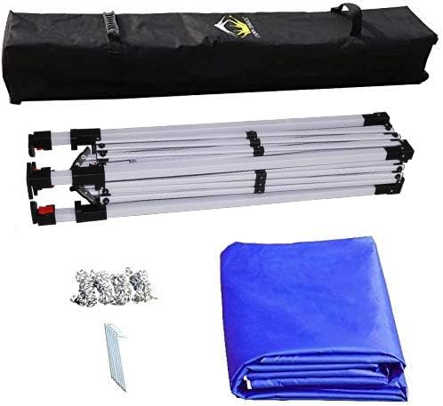 CROWN SHADES 10x10 Pop up Canopy Outside Canopy, Patented One Push Tent Canopy, Upgrade Version with 300D Silver Coated Top, Wheeled Carry Bag, Bonus 8 Stakes and 4 Ropes, Blue
