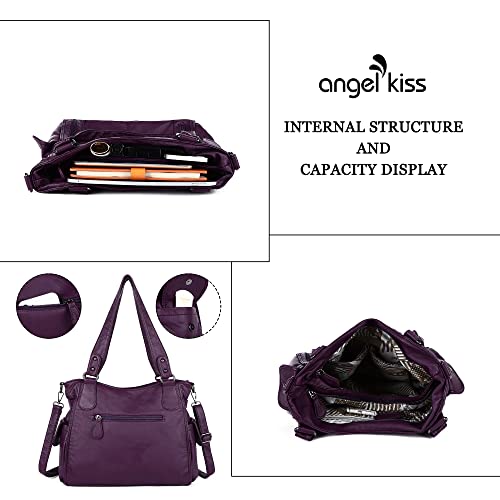 Image of Angel Kiss Handbags for Womens Top-Handle Hobo Purse Roomy Casual Shoulder Bags PU Tote Satchel Purse for Women