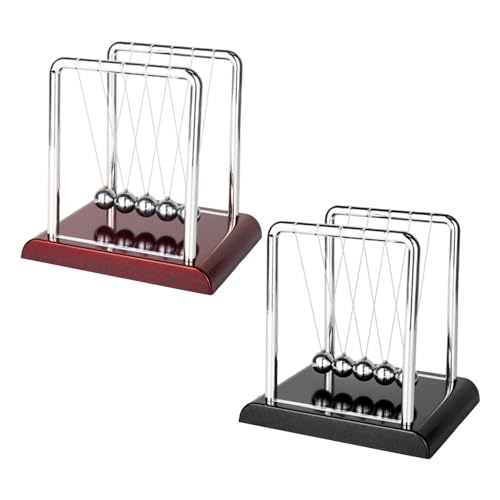 OAAO 2 pieces Newton pendulum ball Newton balance ball physical swing magnetic educational toy perfect for decoration in offices homes and other indoor places. (burgundy bottom black bottom)