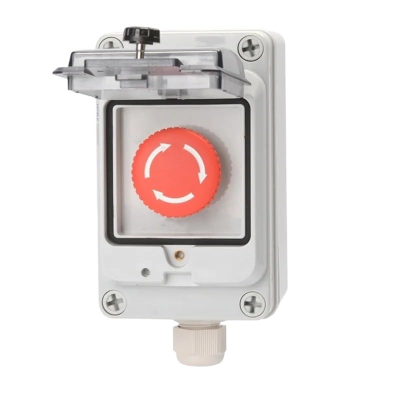 Emergency Stop Push Button Switch Control Box Elevator with Protection Cover Waterproof Enclosure 22mm Mounted(19)