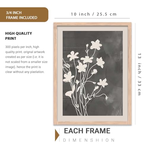 Image of kotart Aesthetic Botanical Art Home Decoration Painting | Floral Paintings With Frame For Living Room Bed Room Hotel Wall Decor Digital Reprint Set of 3 (10X13 inch)