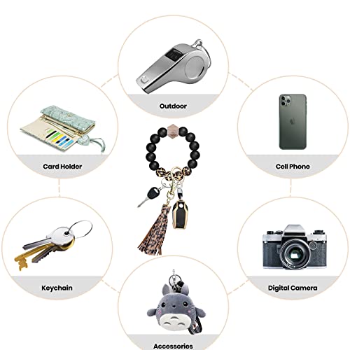 Pakaseboxes Wristlet Keychain, Silicone Beaded Car Key Ring Bracelet With Tassel Gift For Women Mother Office Outdoor #TOP4