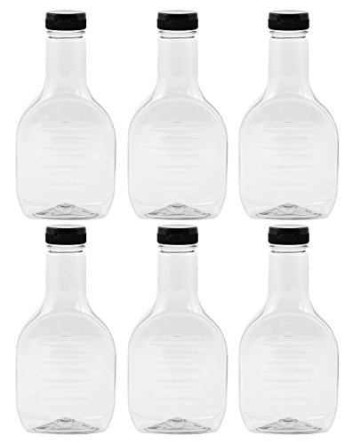 16 OZ BBQ/DRESSING CLEAR PLASTIC SAUCE BOTTLE WITH BLACK FLIP-TOP CAPS AND PRESSURE