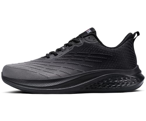 Image of LARNMERN Steel Toe Shoes Men Non Slip Comfortable Lightweight Work Safety Sneakers Cushioning Indestructible Tennis Construction Shoes 51637 (13 Men, Black Gray)