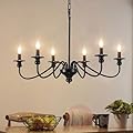ZemSum Farmhouse Chandelier, 6 Lights Black Vintage Chandelier Light Fixture Ceiling Hanging, Rustic Candle Chandeliers for Dining Room Living Room Bedroom Entryway, Kitchen Chandeliers Over Table