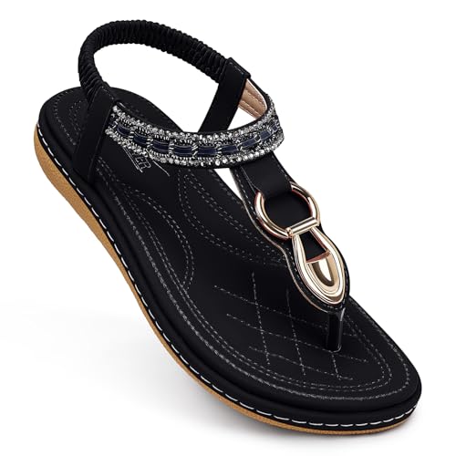 Image of SHIBEVER Flat Sandals for Women Dressy: Comfortable Thong Slip On Sandal