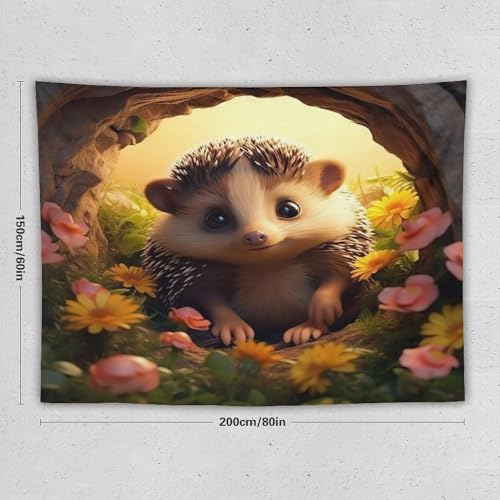 Tenture murale hérisson grand format 150x200 pour chambre