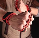 Vintree Guantes de Crossfit para Gimnasio Guantes de Entrenamiento para Hombre y Mujer Guantes de Entrenamiento Abiertos Crossfit Culturismo calistenia Levantamiento de Potencia (Rojo,L)